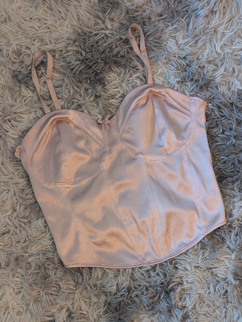 DIVIDED Satin Bustier Tank Top in Blush Pink